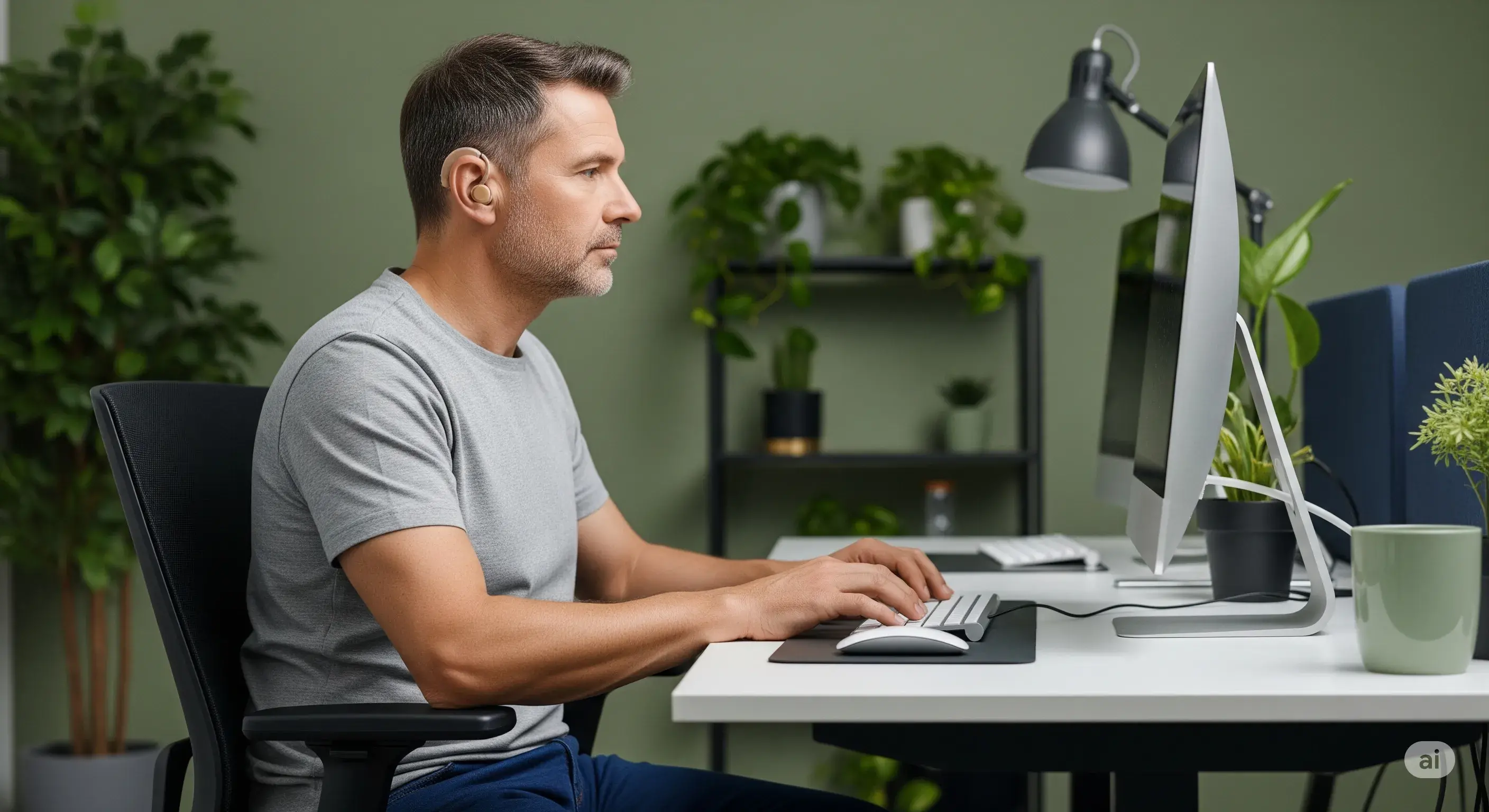 Entwickler am Computer arbeitet an barrierefreier Homepage-Entwicklung